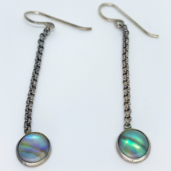 Abalone Sterling Silver Drop Earrings - Picture 1 of 3